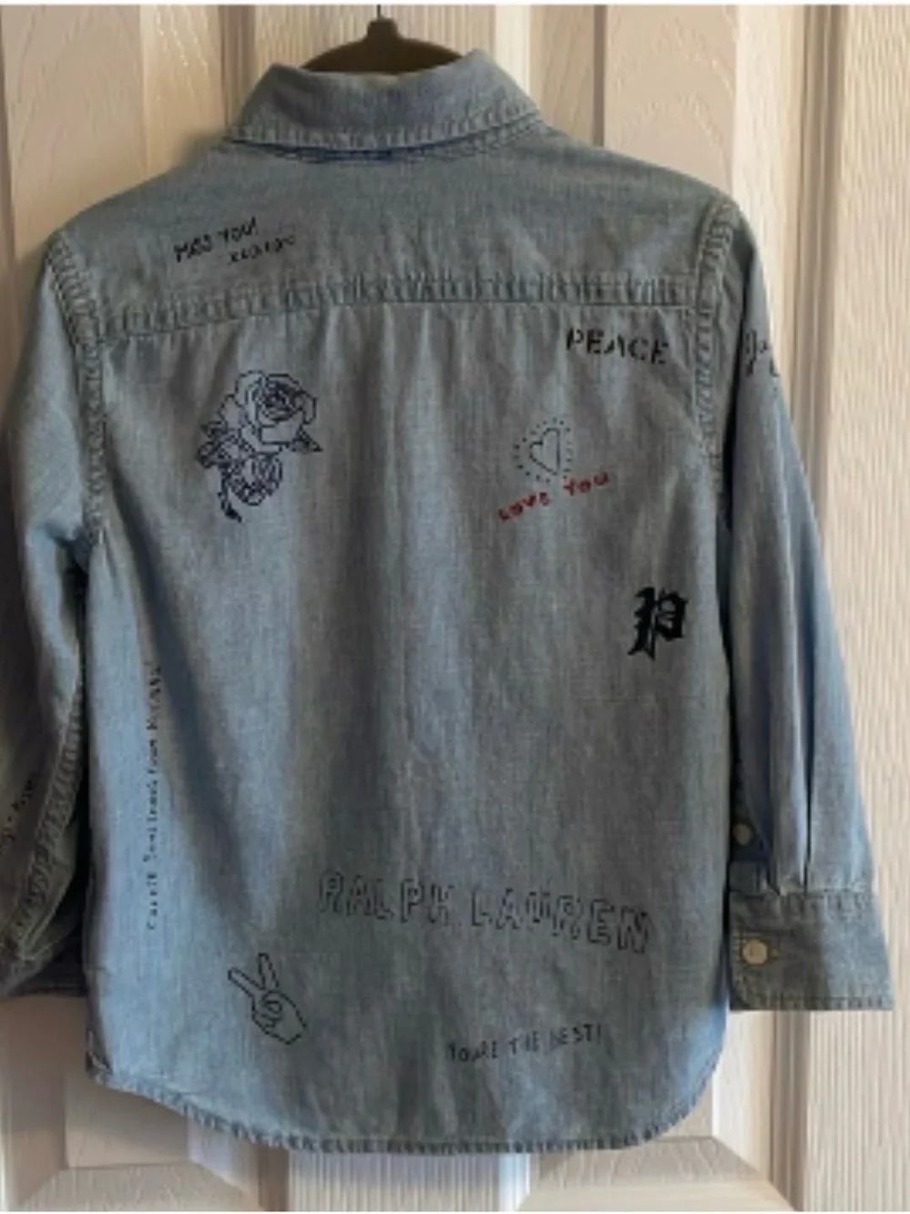 Ralph Lauren Light Blue Embroidered Denim Jacket for Kids